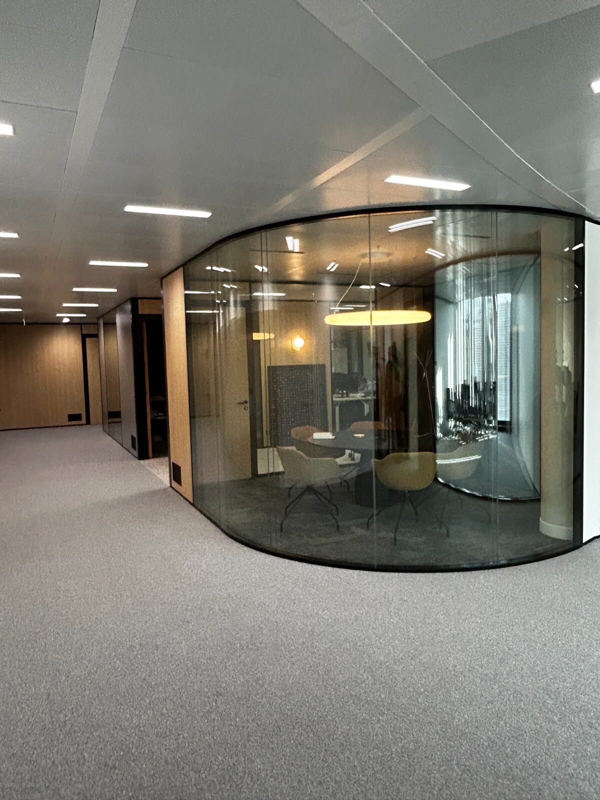 Glass meeting room and collaboration space